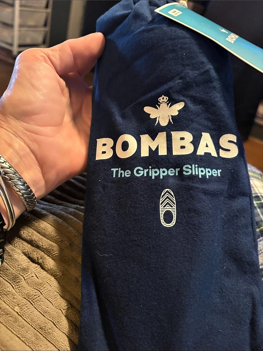 Bombas Gripper Slipper Youth Blue Slippers NWT